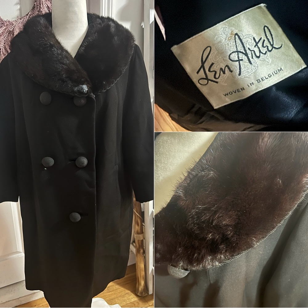 Wool coat with fur collar